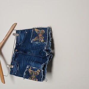 Pink Velvet Girls Butterfly Jean Shorts Size 14